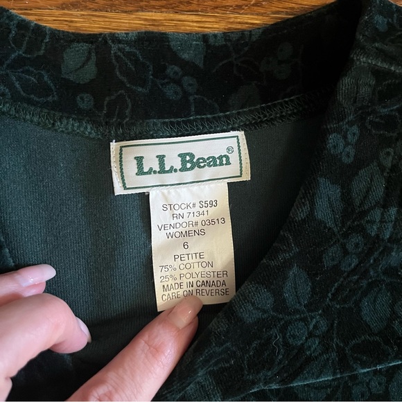 Vintage LL Bean velvet dress 6 petite Christmas holly modest holiday - Picture 7 of 11